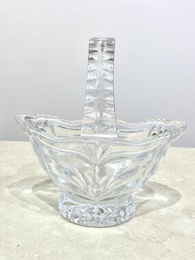 Vintage Glass Candy Dish, Germany Bleikristall Bride's Basket by Anna Hutte